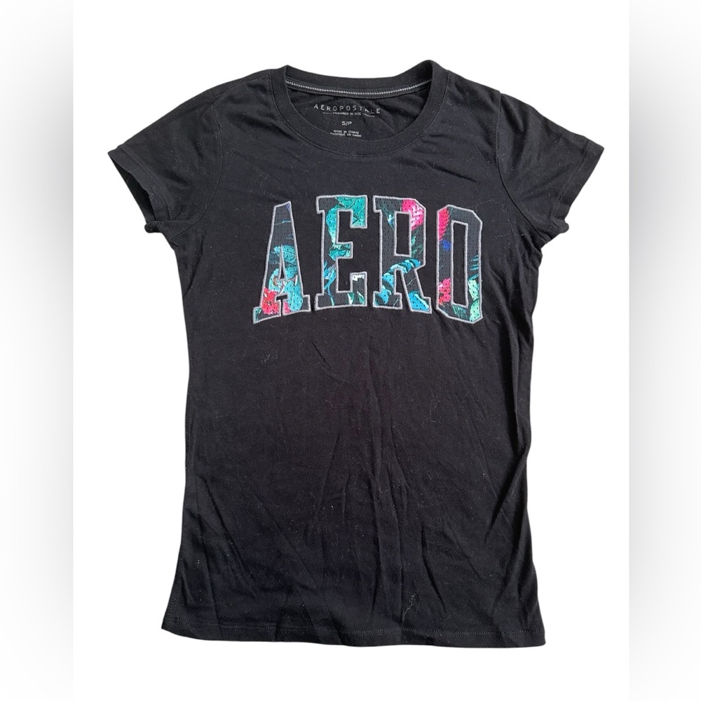 Aeropostale Black Short Sleeve Tee Size S